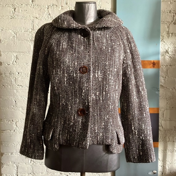 Barneys New York Jackets & Blazers - Barneys New York brown nubby tweed fitted blazer jacket size 44/10